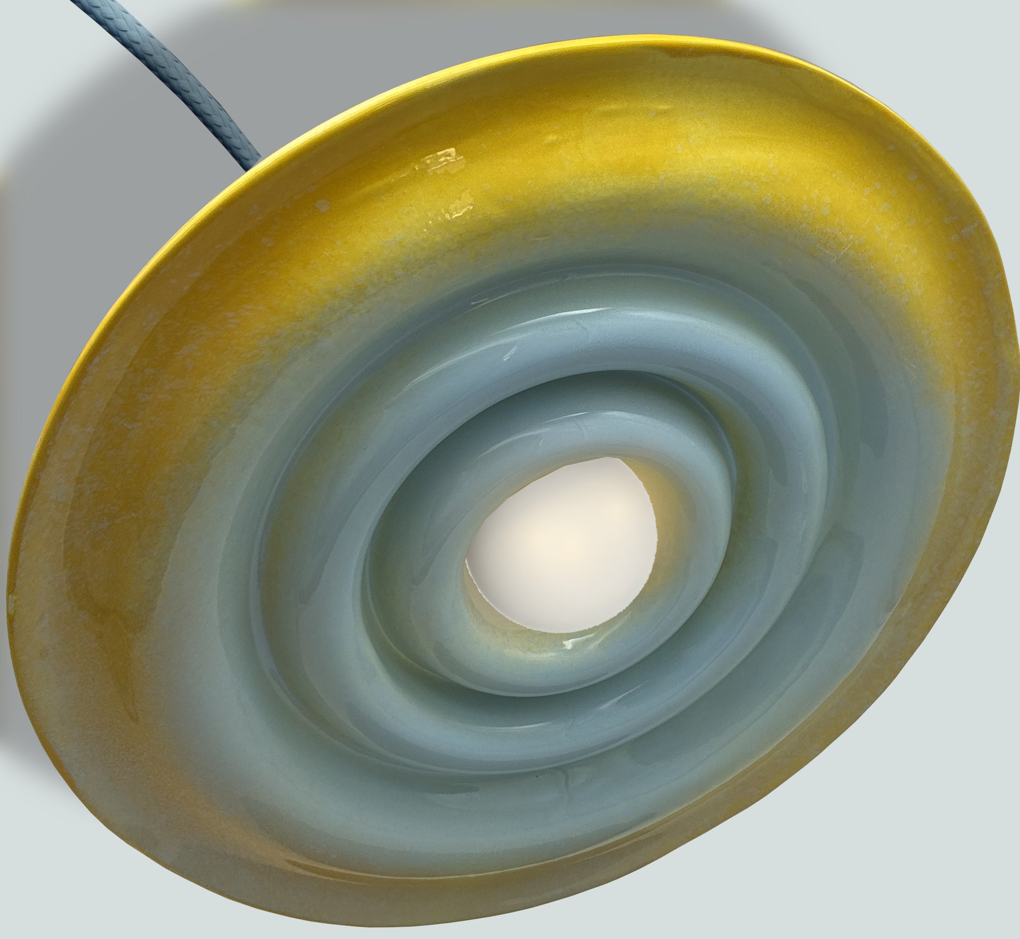 Suspension luminaire Ondine Bleu Cendrina - Jaune Soleil