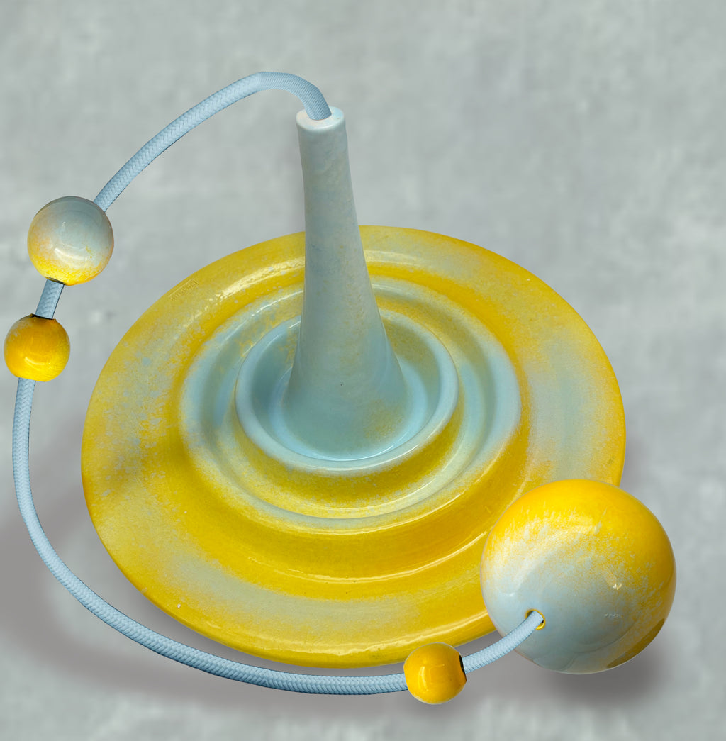   Luminaire céramique Ondine grand modèle – dégradé bleu jaune – 750€ – atelier Cerâme