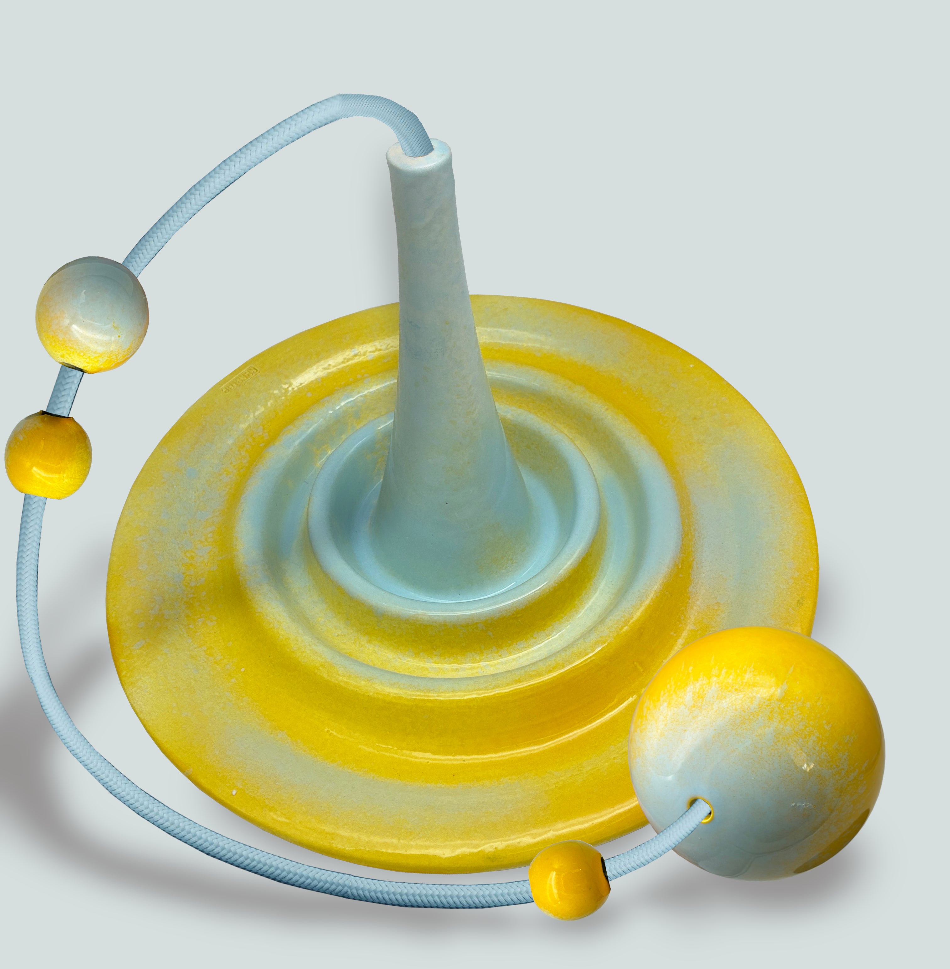 Suspension luminaire Ondine Bleu Cendrina - Jaune Soleil