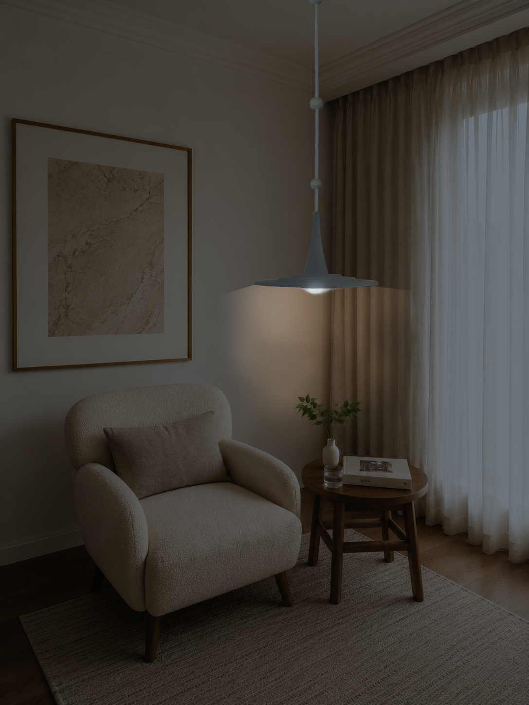 Suspension luminaire Ondine Bleu Cendrina - Pierre